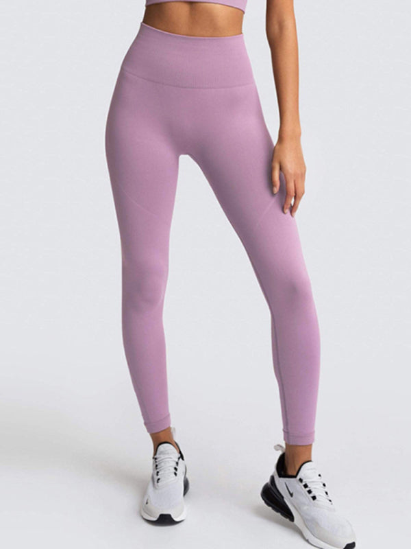 Women's Back High Waist Hip Seamless Knitted Vest Trousers Two-piece Set